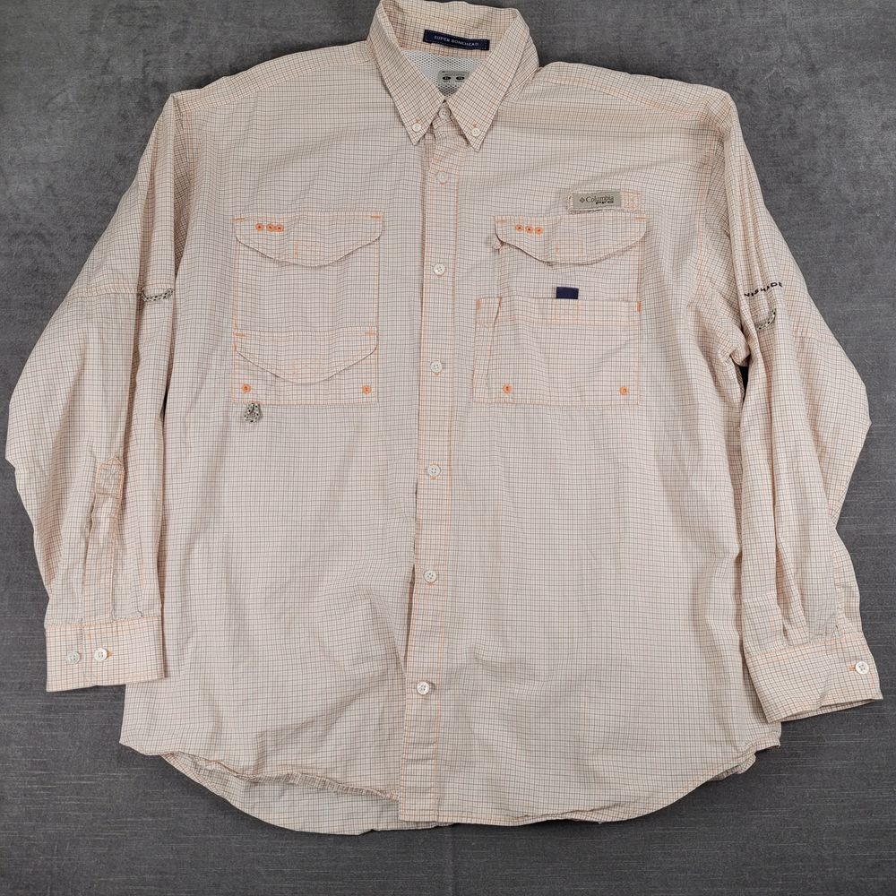 Columbia PFG Men's Checkered Button Down Fishing‎ Outdoor Shirt Long Sleeve XL